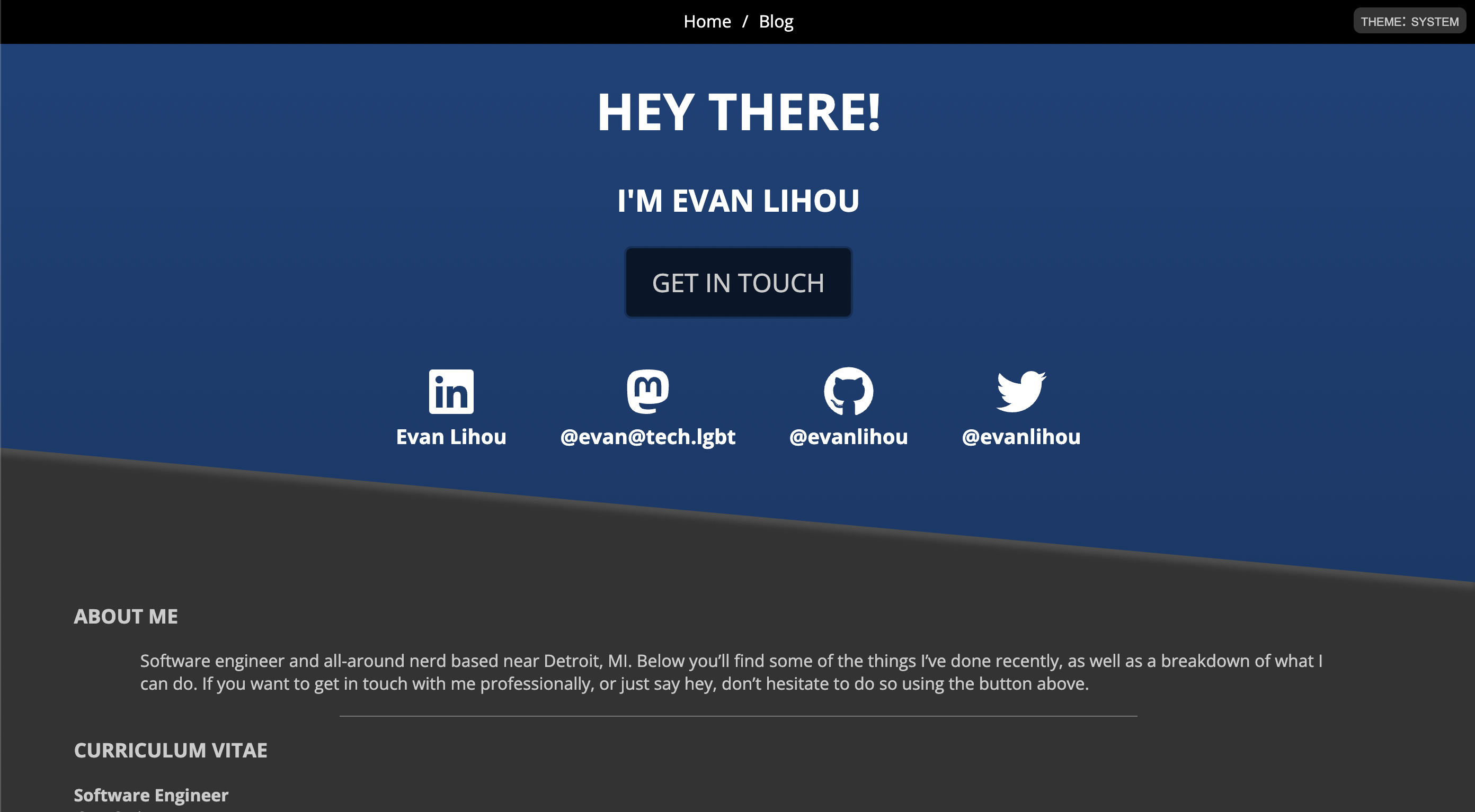 Screenshot of EvanLihou.com